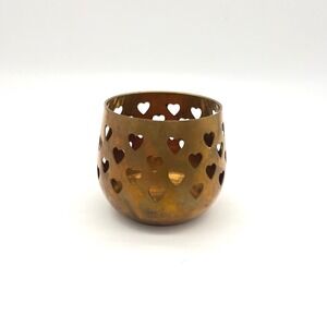 Vintage Brass Heart Cutout Candle Holder, Made in India,‎ Home Decor Accents